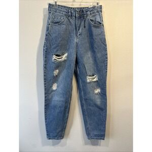 Boohoo High Waisted Distressed jean - Tapered Leg‎ - Sz 4